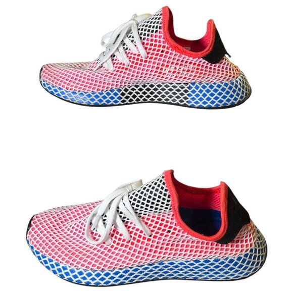 Adidas Deerupt Solar Red Bluebird Men's Size US10 Mesh Running Shoes - Picture 6 of 9